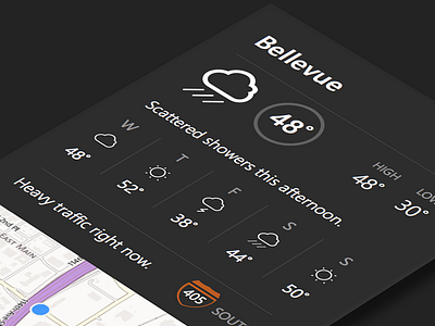 Weather & traffic dark dashboard flat ios mobile phone traffic ui weather wp8