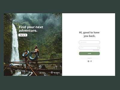 Travel Login Page dailyui dailyui 001 design forest form form design form field minimal travel ui ux web website