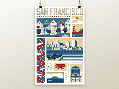 San Francisco Poster Art flat illustration illustration poster art poster design san francisco vector vector illustration