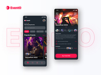 EventO - Event App Design app app design application concert design event event app festival music music concert simple design ui ui design uiux ux