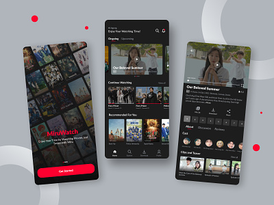 MiruWatch : K-Drama Streaming App Design Concept app app design application dark design film kdrama mobile movie movie app series streaming streaming app ui ui design uiux