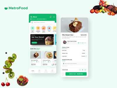 MetroFood: Food App Design Concept app design clean design food food app green grocery app minimalist online store store uiux
