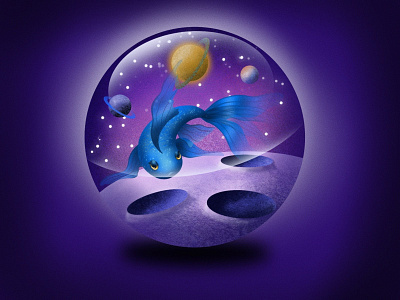 Inner Galaxy 2d 2d art 2d illustration apple pencil ball cosmos fish galaxy glass illustration magic orb planets procreate space sphere universe