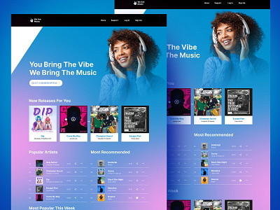 Landing page for a music streaming website design ui ux
