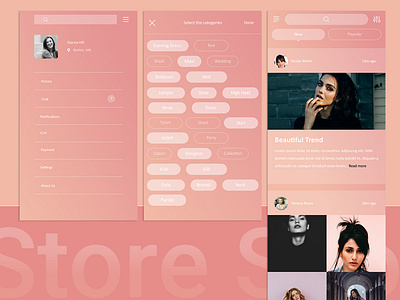 Clothing Store UI/UX Mobile App app cart clothing design fashion mobile pink shop store ui ux