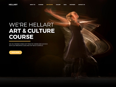 HellArt art ballet course dance design homepage landing page motion ui ux web website yellow
