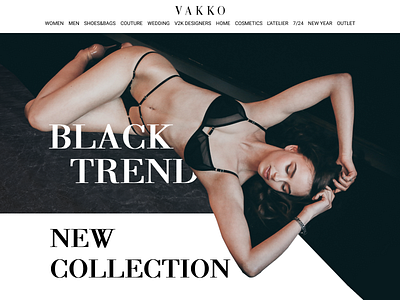 Vakko Hero Banner banner black blackandwhite bnw design fashion graphic design her hero herobanner menu ui ux web white