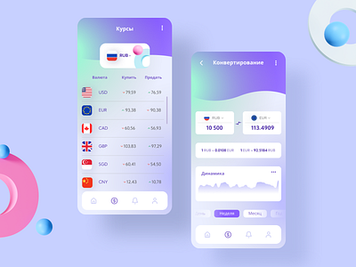 Currency exchange app app block concept converter exchange figma gradient illustration money purple ui ux