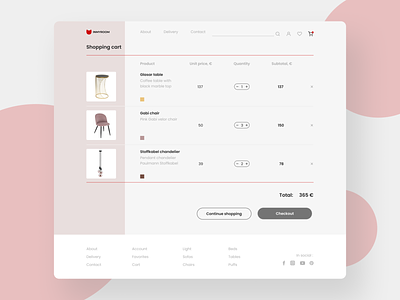 Shopping cart page block cart concept figma furniture interior light page purchase red shop shopping site ui ux web