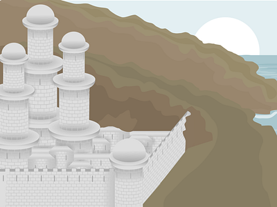 Castle castle design illustration island mountain ocean vector