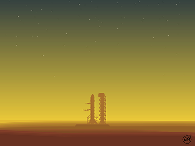 SpaceX design illustration launch rocket space spacex sunset vector