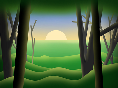 Forest design forest illustration sunset trees woods