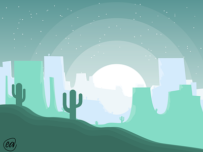 Desert cactus desert design illustration mountain sunset vector