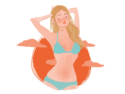 Bikini girl beach bikini girl illustration photoshop pin up sun wacom