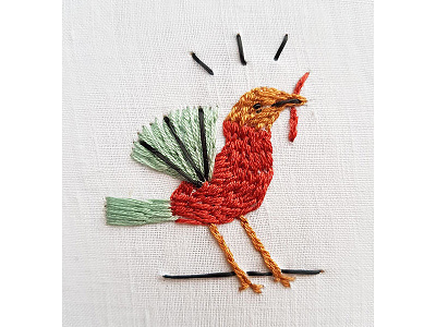 Bird - Embroidery bird character cotton design embroidery graphic handmade needle thread