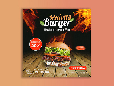 burger social media post facebook post graphic design