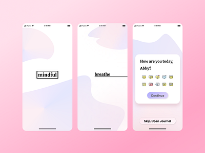 Mindfulness app mockup app check in friend mental health mockup pastel pink pastel purple soft ui wellbeing