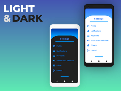 Settings - Light and Dark Mode adobexd app dailyui design settings page ui