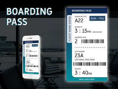 Flight Boarding Pass adobexd app boarding pass dailyui design illustration ui