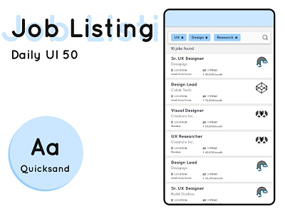 Job Listing adobexd daily ui 50 dailyui design job listing