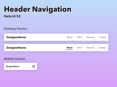 Header Navigation dailyui design navigate navigation bar