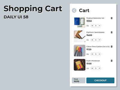 Shopping Cart adobexd dailyui design shopping cart