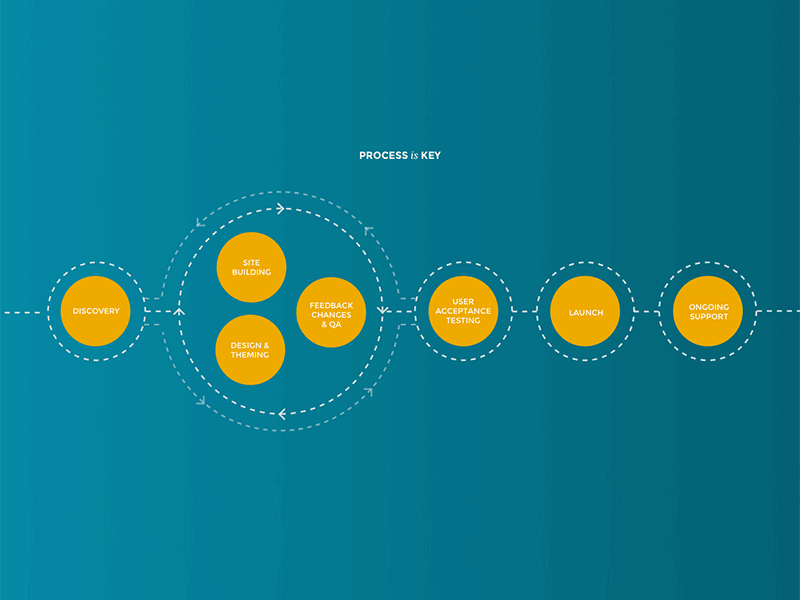 Interactive Process Overview agile circles hover states inforgraphic process timeline