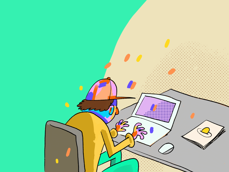 Workin’ workin’ workin’ typing baseball cap cap laptop working tapping