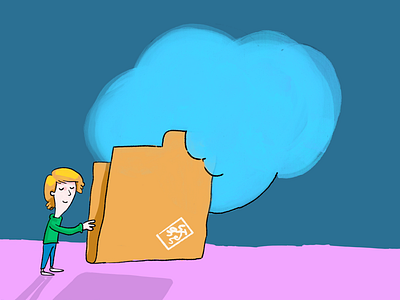 Big folder boy cloud cloud storage content drawing folder folder icon illustration