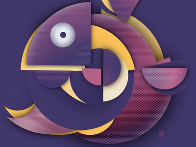 Fish twist art design geometric graphics illustration vector