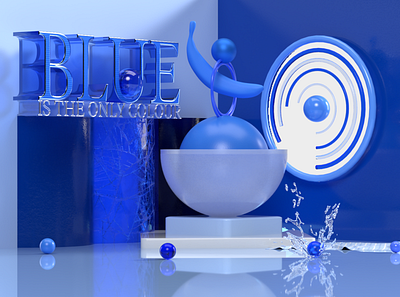 Blue is the only colour 3d 3d art 3d modeling abstract colours design geometric typography vector
