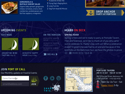 Portside Tavern Homepage maps nautical octopus garden in the shade