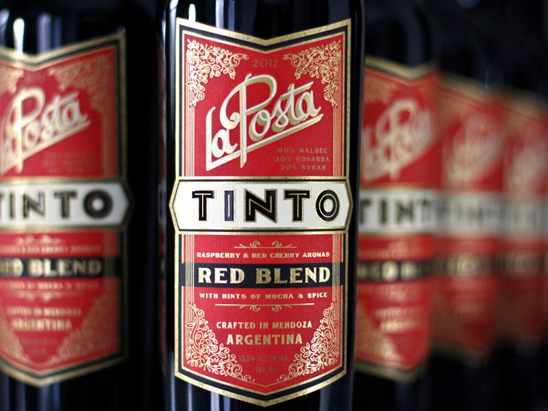 Finished Tinto wine label packaging bottle gold foil thermography