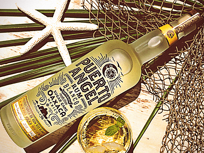 Puerto Angel Rum bottle design foil organic packaging rum type