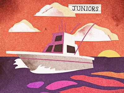 Cut Paper Illustration boat cut paper illustration sunset texture