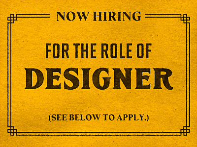 Now Hiring - Designer apparel designer designer hiring job package designer