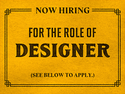 Now Hiring - Designer