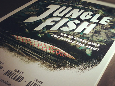 Jungle Fish Screen Print movie poster silk screen texture