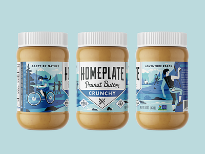 Homeplate Crunchy homeplate illustration logo redesign outdoors package design peanut butter rebrand