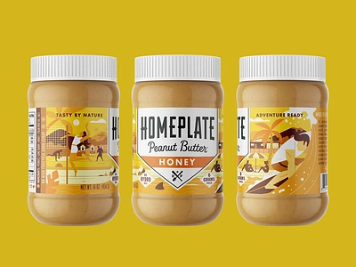 Homeplate Peanut Butter Honey branding homeplate illustration package design peanut butter redesign