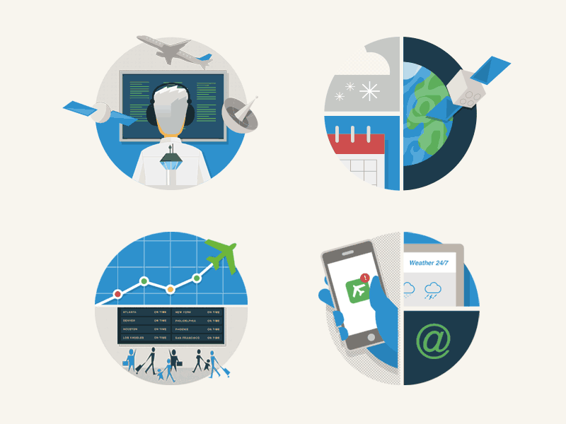 Air Traffic Icons airline airplane flat gif icon illustration mobile phone planet vector weather