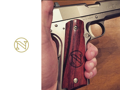 N-Grave custom design engrave gun lettering monogram n pistol wood