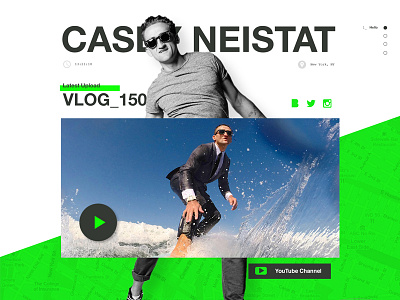 CASEY.NYC beme casey neistat concept green one pager vlog web design