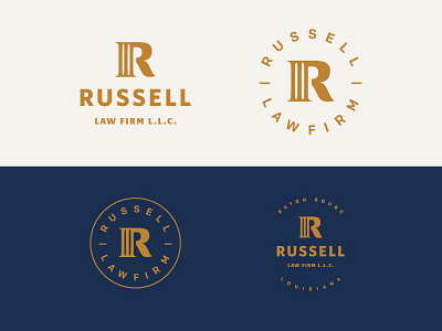 Russell Law attorney branding icon identity law logo mark
