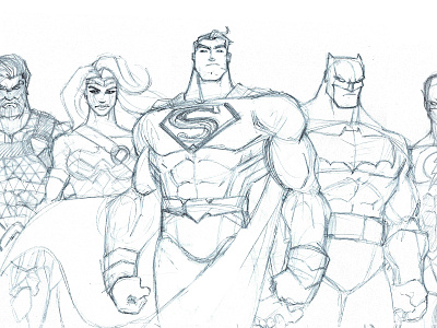 Justice League - Pencils aquaman batman comic flash pencils superman wip wonder woman