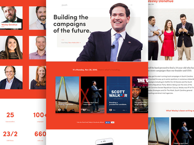 The new Push agency cards hero homepage profile red ui ux web web design