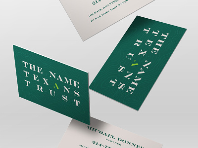 The Name Texans Trust business cards design green identity stationery texas