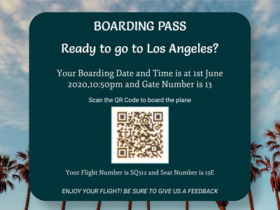 Boarding Pass boardingpass dailyui design figma palm tree ui ux