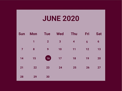 Calendar 2020 calendar calendar design dailyui dark ui design figma figmadesign june ui ux
