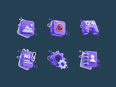 Purple 3D User interface icons 3d 3d icon 3d illustration 3d render app icon illustration purple ui